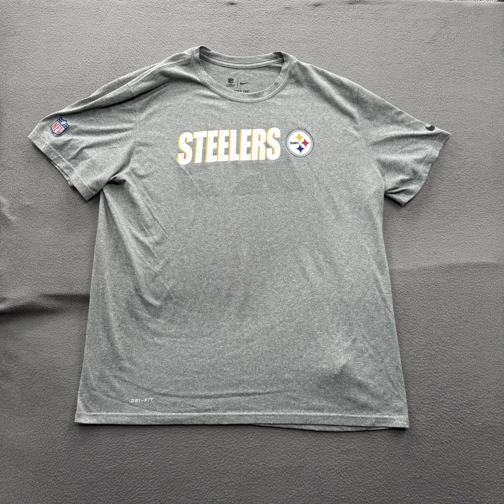 Pittsburgh Steelers Shirt Mens XL Gray NFL Football On Field Dri-FIT Nike Tee